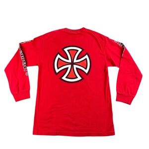 Vintage Independent Truck Company T Shirt Men Red Long Sleeve Cross Logo Graphic